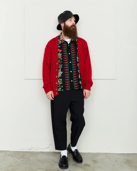 Hand Knit Cardigan / RED