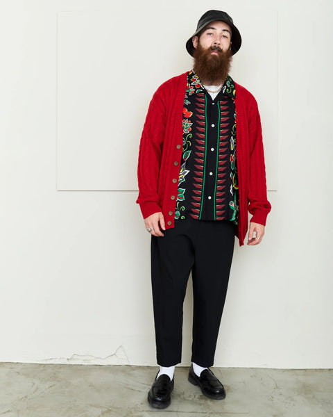 Hand Knit Cardigan / RED