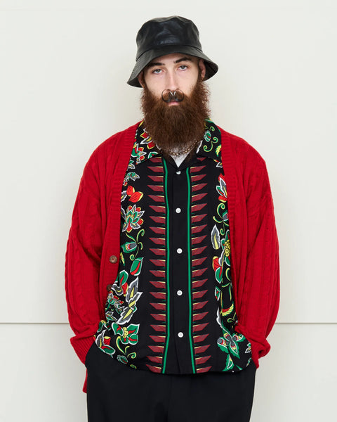 Hand Knit Cardigan / RED