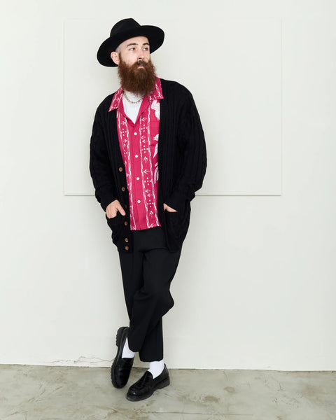 Hand Knit Cardigan / BLACK