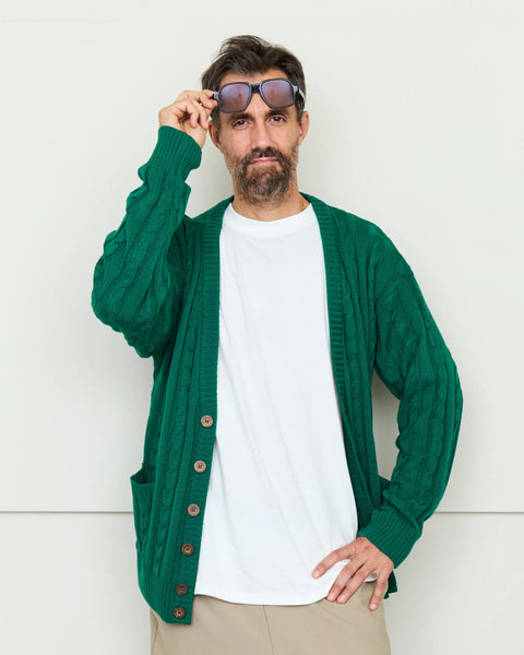 Hand Knit Cardigan / GREEN