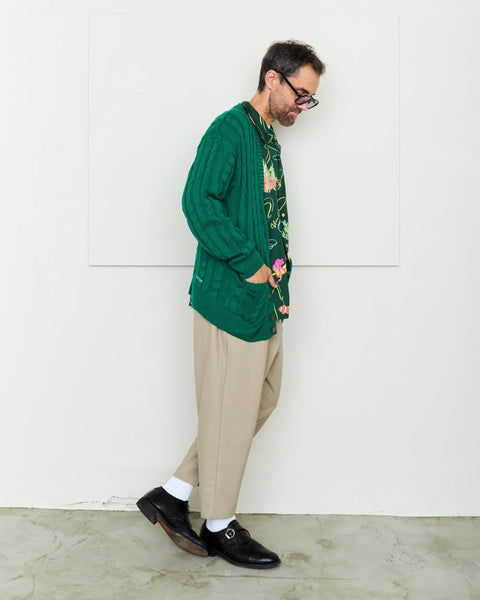 Hand Knit Cardigan / GREEN