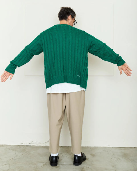 Hand Knit Cardigan / GREEN