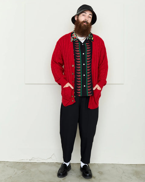 Hand Knit Cardigan / RED