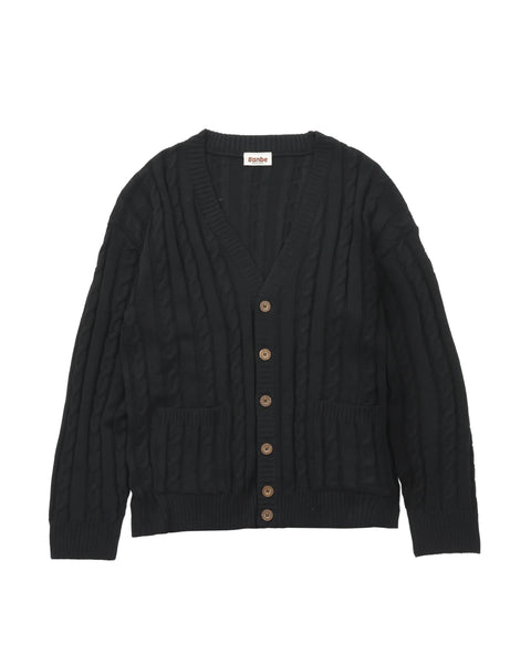 Hand Knit Cardigan / BLACK