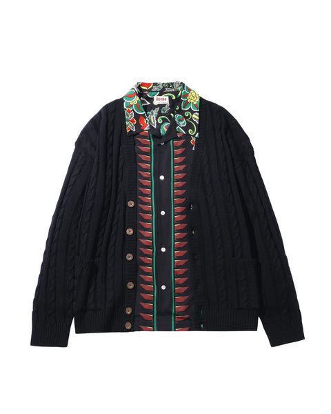 Hand Knit Cardigan / BLACK