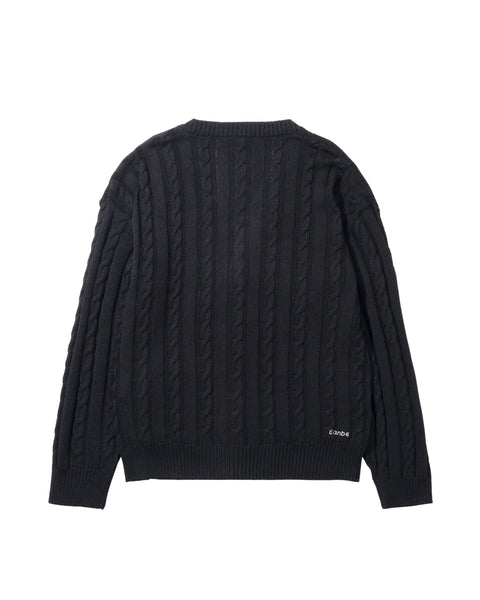 Hand Knit Cardigan / BLACK