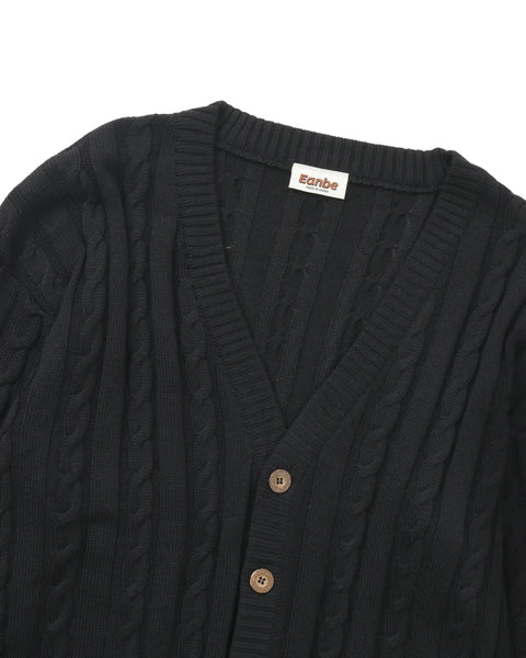 Hand Knit Cardigan / BLACK