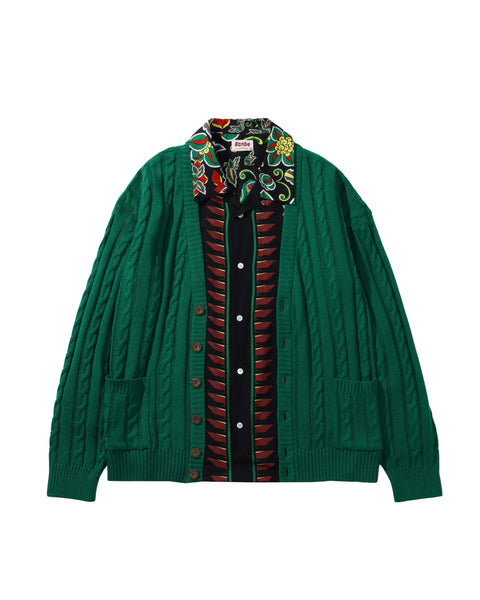 Hand Knit Cardigan / GREEN