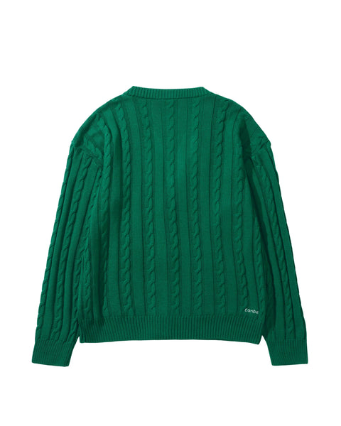 Hand Knit Cardigan / GREEN