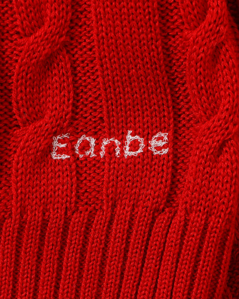 Hand Knit Cardigan / RED