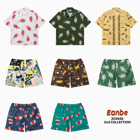 Eanbe 2026ss 2nd COLLECTION 新作アロハシャツ3種とショートパンツ5種の画像