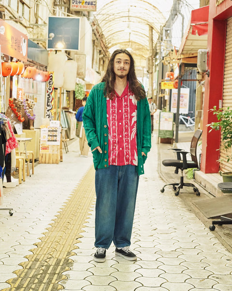 Hand Knit Cardigan / GREEN