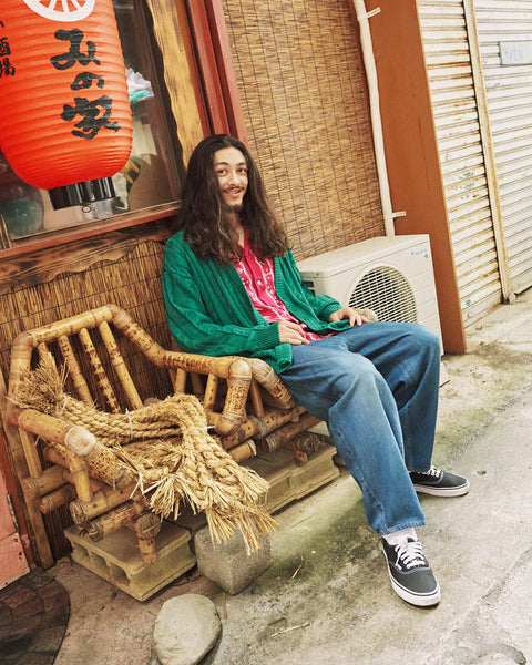 Hand Knit Cardigan / GREEN