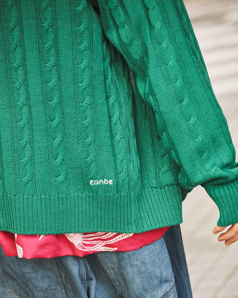 Hand Knit Cardigan / GREEN