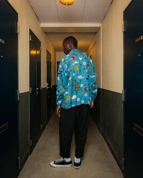拉麺 L/S SHIRT / BLUE