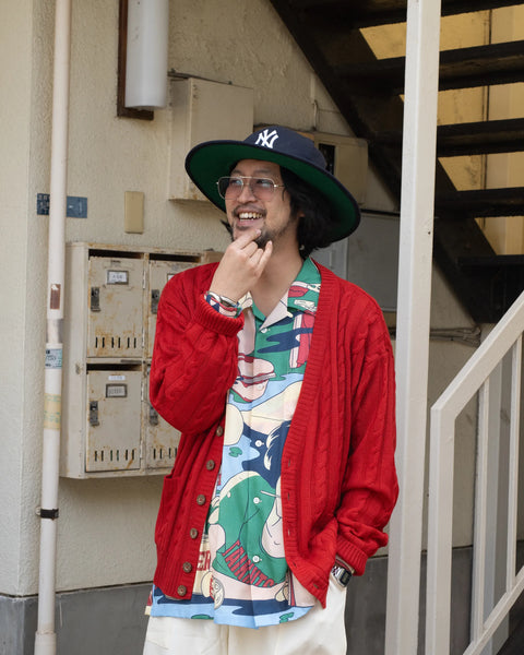 Hand Knit Cardigan / RED