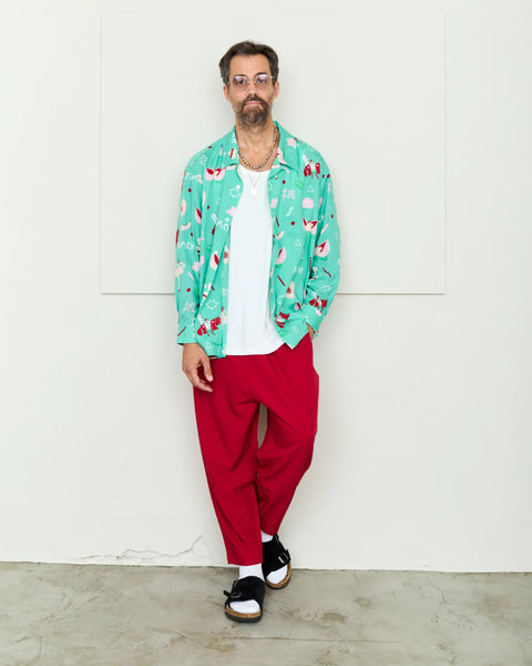 PEACH L/S SHIRT / MINT GREEN