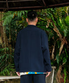 Eanbe 無地 ネイビー スラックス ジャケット モデルルック画像