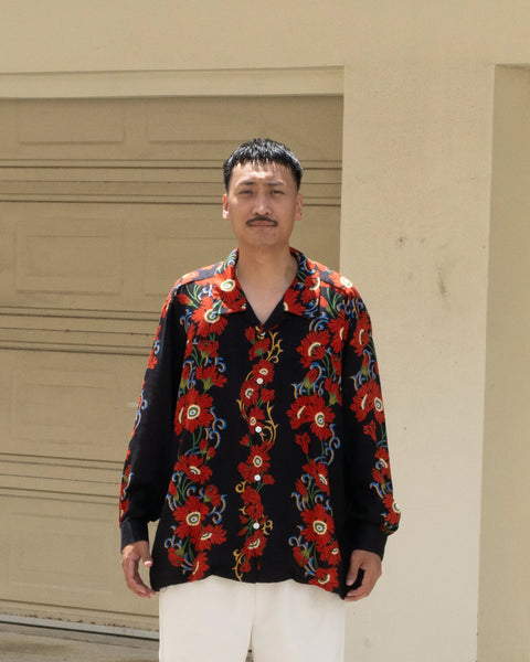 【7/4(土)13:00~販売開始】LAKUEN ROSE L/S SHIRT / BLACK