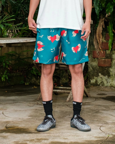 Eanbe ハート 緑 ショートパンツ モデルルック画像