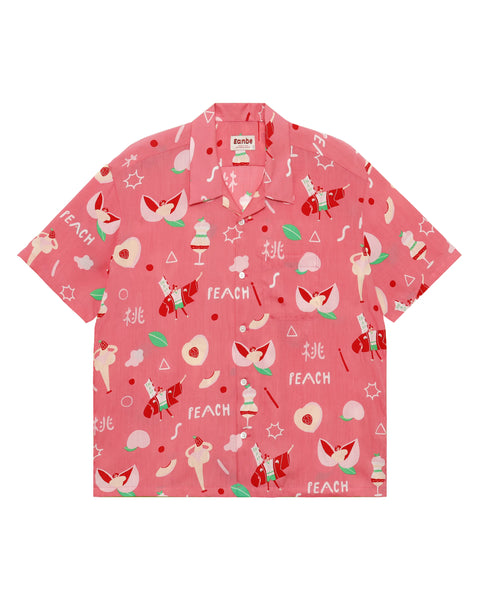 Eanbe PEACH PINK アロハシャツの正面デザイン