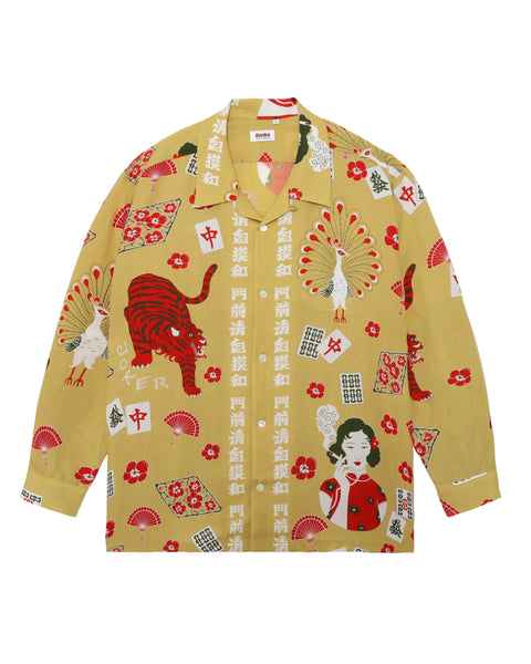 eanbe いあんべ アロハシャツ 麻雀 Eanbe/イアンベ/麻雀 L/S SHIRT/麻雀ロングスリーブアロハシャツ