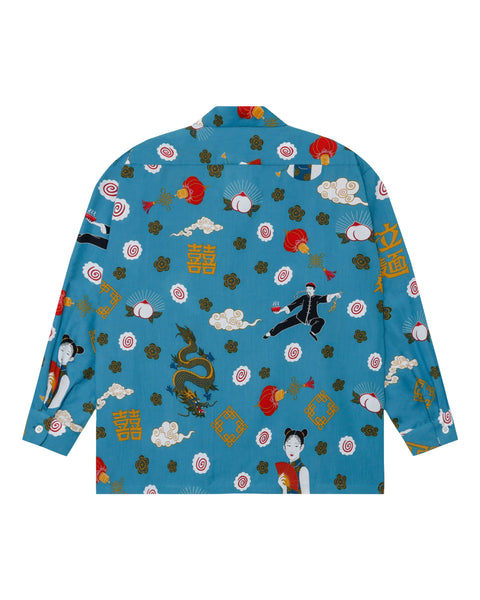 拉麺 L/S SHIRT / BLUE