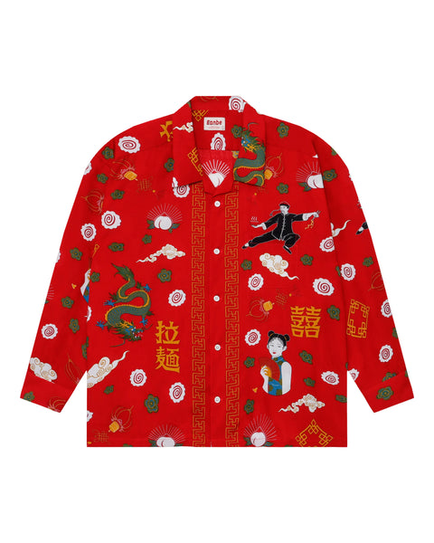 拉麺 -RAMEN  L/S SHIRT / RED
