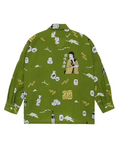 eanbe アロハシャツ SAKE SAKE L/S SHIRT / GREEN – Eanbe