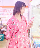Eanbe PEACH PINK アロハシャツの素材感のクローズアップ