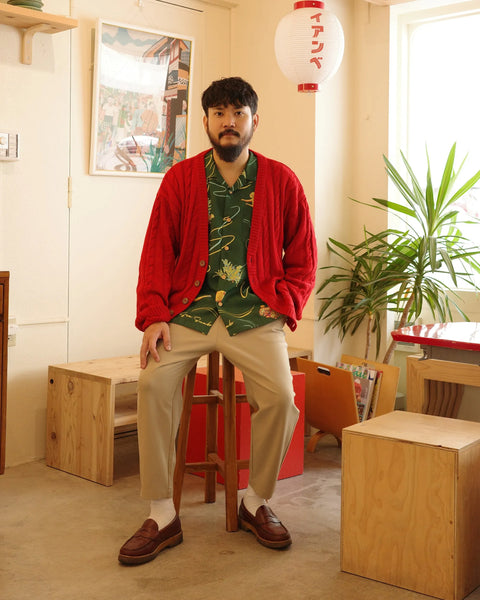 Hand Knit Cardigan / RED – Eanbe Hand Knit Cardigan / RED – Eanbe