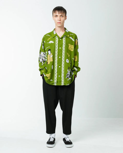 eanbe アロハシャツ SAKE SAKE L/S SHIRT / GREEN – Eanbe