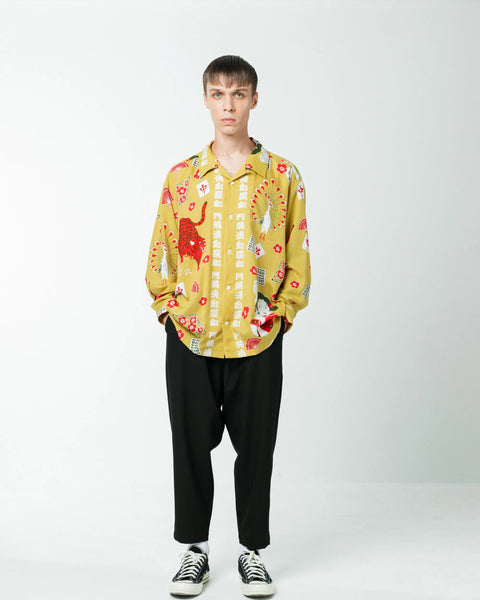 eanbe いあんべ アロハシャツ 麻雀 Eanbe/イアンベ/麻雀 L/S SHIRT/麻雀ロングスリーブアロハシャツ