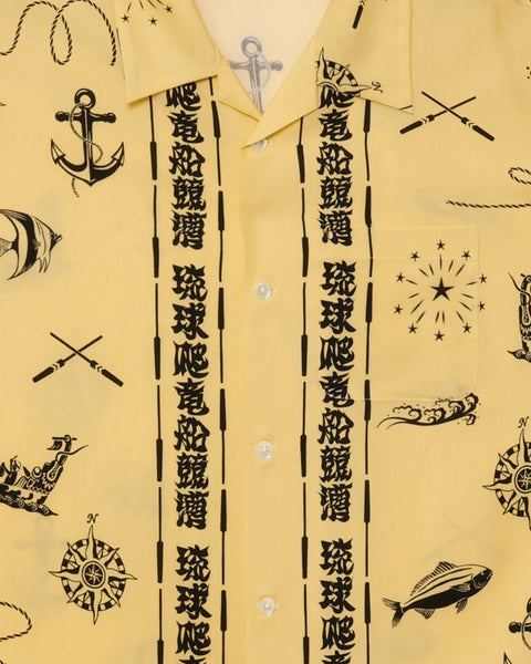 Eanbe 沖縄文化 黄色 アロハシャツ 物撮り画像