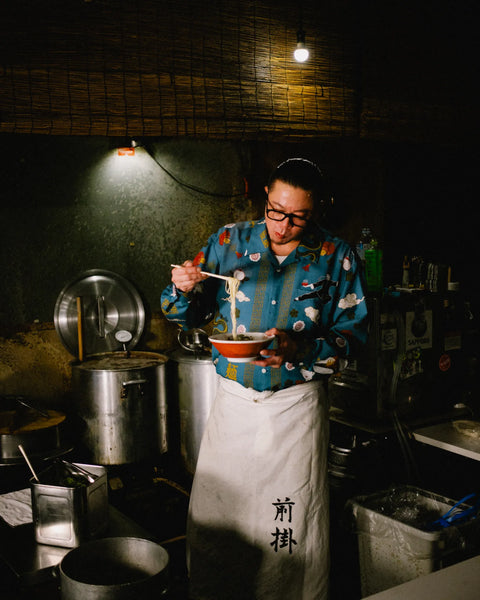 拉麺 L/S SHIRT / BLUE