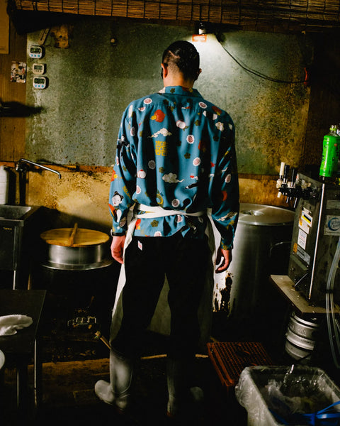 拉麺 L/S SHIRT / BLUE