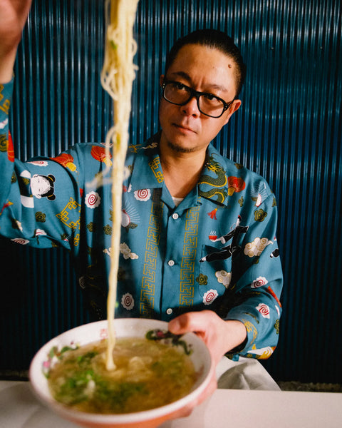 拉麺 L/S SHIRT / BLUE