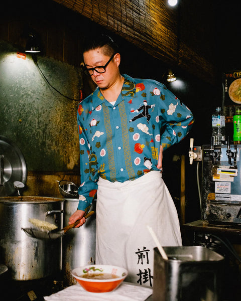 拉麺 L/S SHIRT / BLUE
