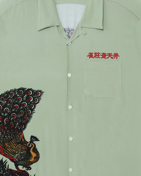 雀荘青天井 L/S SHIRT / GREEN