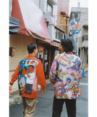 Barber柄（理容師柄）_ロングアロハシャツ_着用イメージ_Eanbe