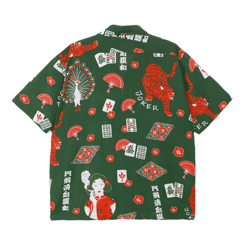 Eanbe いあんべ 麻雀 / GREEN アロハシャツ ハワイアンアロハ　沖縄 麻雀 L/S SHIRT / GREEN – Eanbe