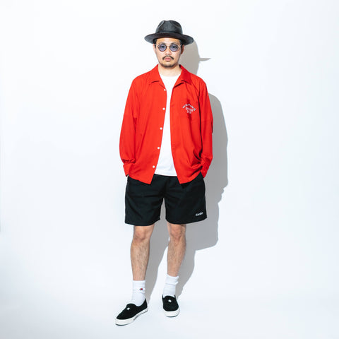 Barber柄（理容師柄）_ロングアロハシャツ_着用イメージ_Eanbe